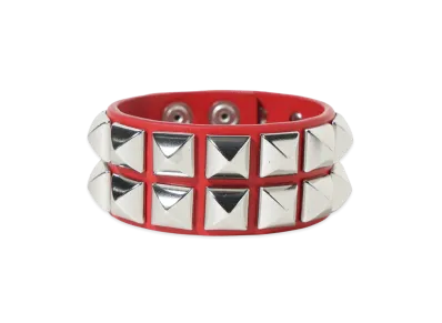 Supreme Studded Leather Bracelet "Red"