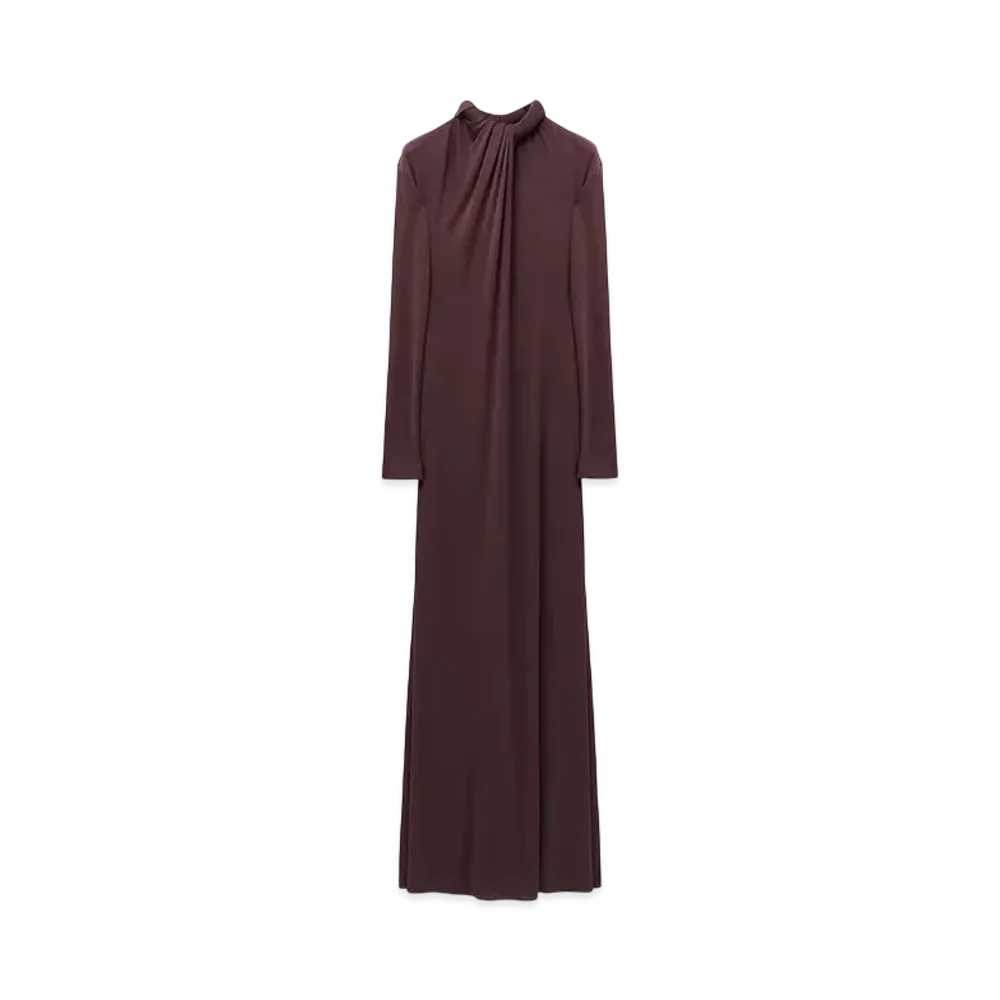 Alexander McQUEEN Draped Neckline Dress "Burgundy"