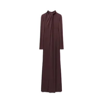 Alexander McQUEEN Draped Neckline Dress "Burgundy"