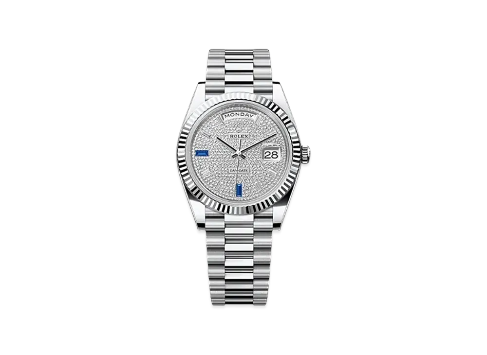 ROLEX Day-Date 40mm Platinum 228236 "Pave diamonds/Sapphire"