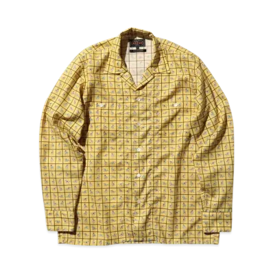 BEAMS MIL Open Collar Derby Tattersall "Yellow"