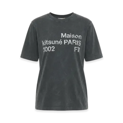 Maison Kitsune Women's Short Sleeve Distressed Print Crewneck T-Shirt Faded Comfort "Black"