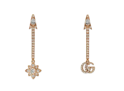 GUCCI Flora 18K Double G Earrings "Rose Gold"