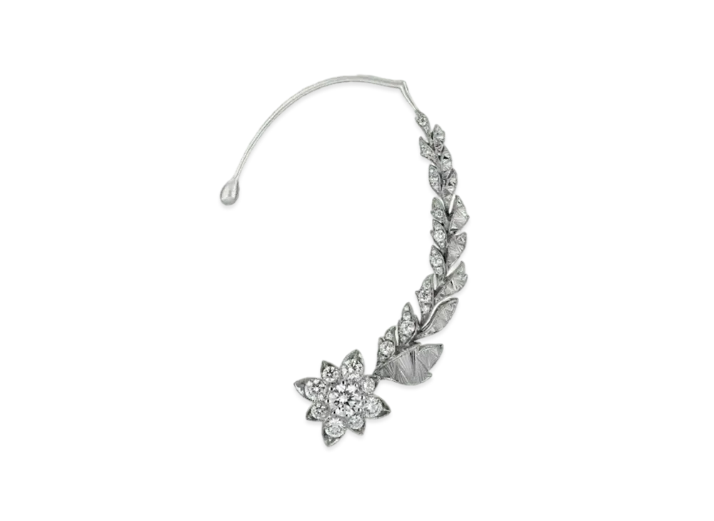 GUCCI Flora 18K Single Diamond Earrings "Platina"