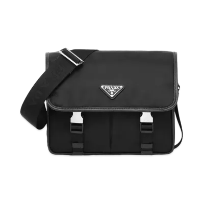 PRADA Re-Nylon And Saffiano Leather Shoulder Bag "Black"