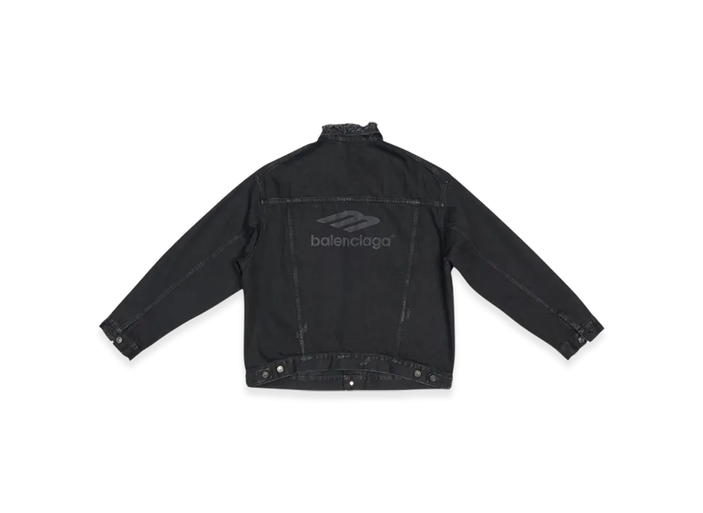 BALENCIAGA 3B Sports Icon Large Fit Japanese Denim Jacket "Black"