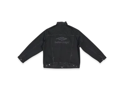 BALENCIAGA 3B Sports Icon Large Fit Japanese Denim Jacket "Black"