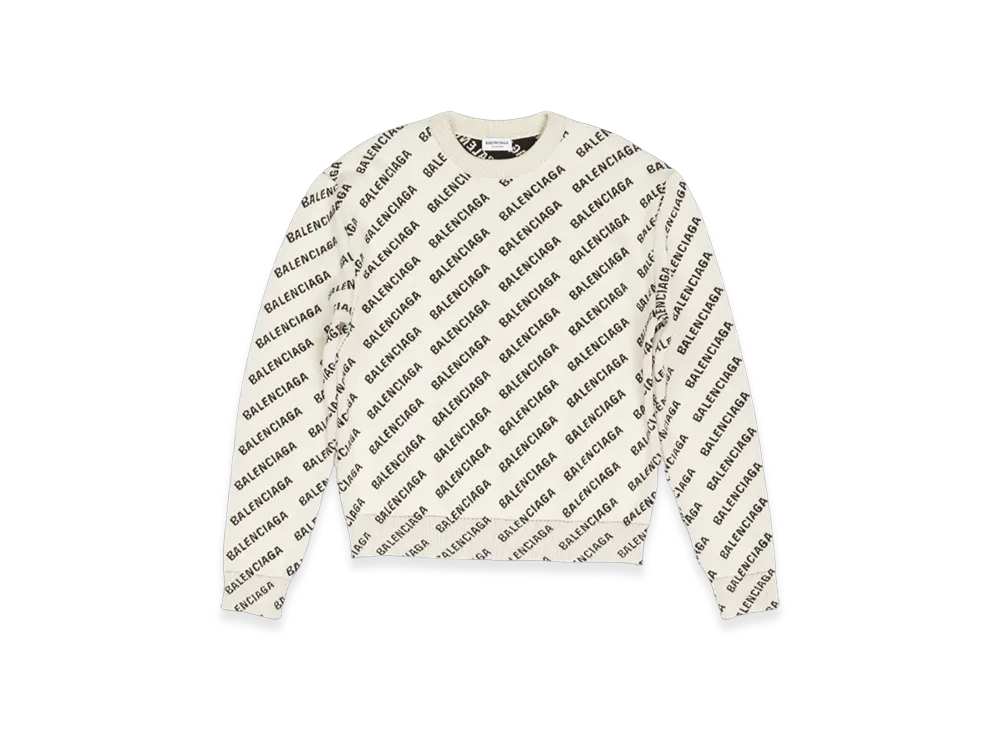 BALENCIAGA Women's Mini Allover Logo Sweater "Off White"