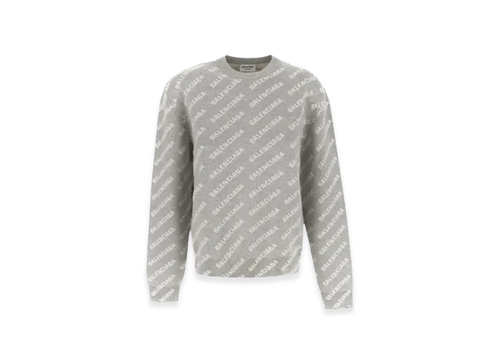 BALENCIAGA Women's Mini Allover Logo Sweater "Dark Grey"