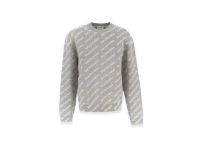 BALENCIAGA Women's Mini Allover Logo Sweater "Dark Grey"