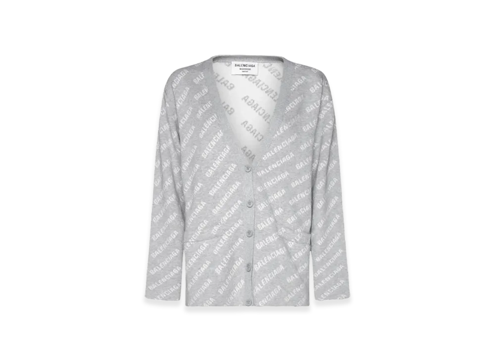 BALENCIAGA Women's Mini Allover Logo Cardigan "Dark Grey"