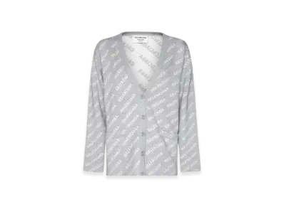 BALENCIAGA Women's Mini Allover Logo Cardigan "Dark Grey"