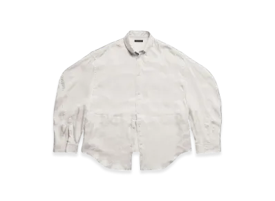 BALENCIAGA Women's BB Monogram Twisted Sleeve Shirt "Light Grey"