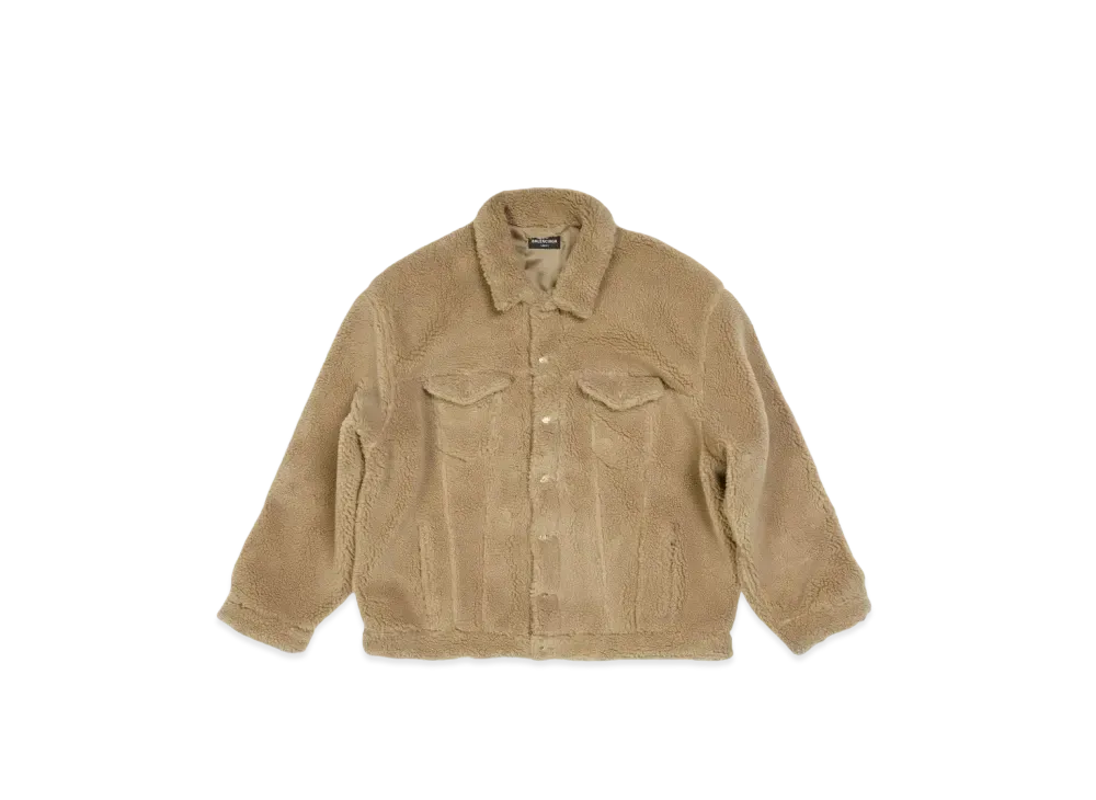 BALENCIAGA Men's Fleece Oversized Jacket "Dark Beige"