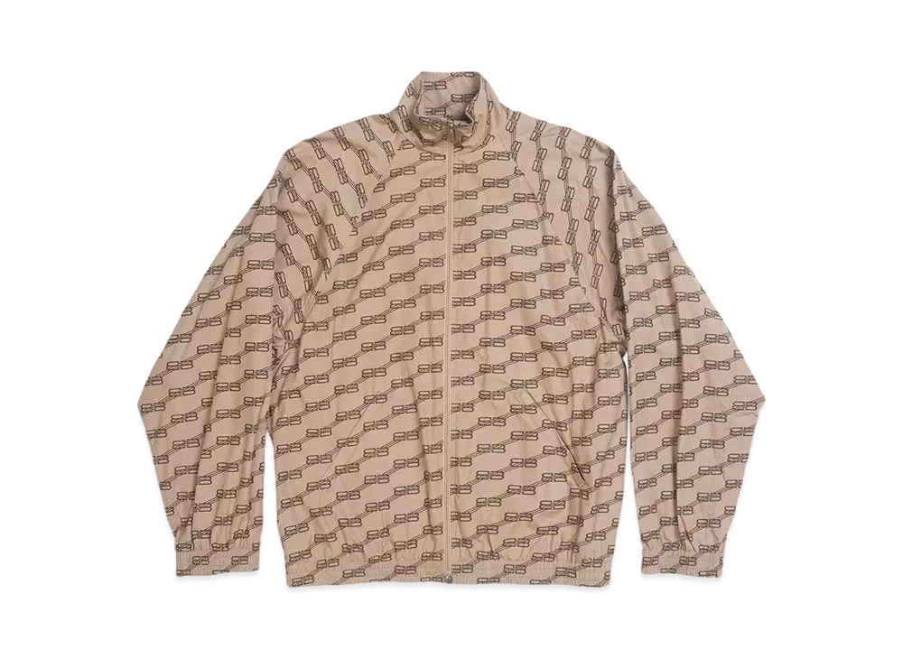 BALENCIAGA MENS BB Monogram Regular Fit Tracksuit Jacket "Beige/Brown"