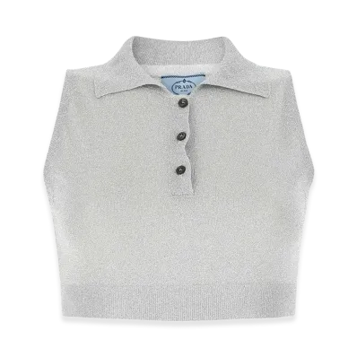 PRADA Women's Viscose Blend Top "Silver"