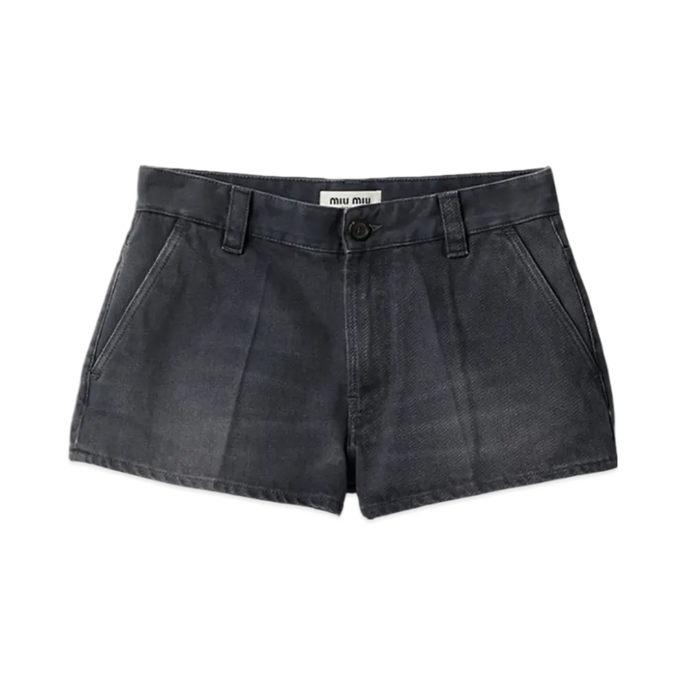 MIU MIU Women's Washed Drill Shorts "Grey"