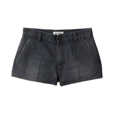 MIU MIU Women's Washed Drill Shorts "Grey"