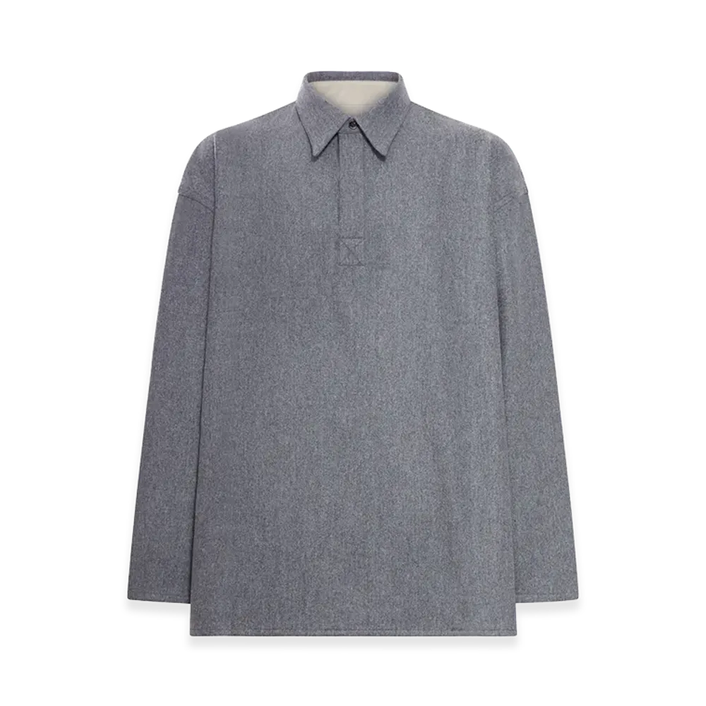 AMI PARIS Long-Sleeved Wool Polo Shirt "Gray"