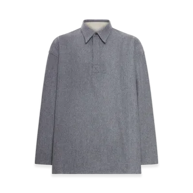 AMI PARIS Long-Sleeved Wool Polo Shirt "Gray"