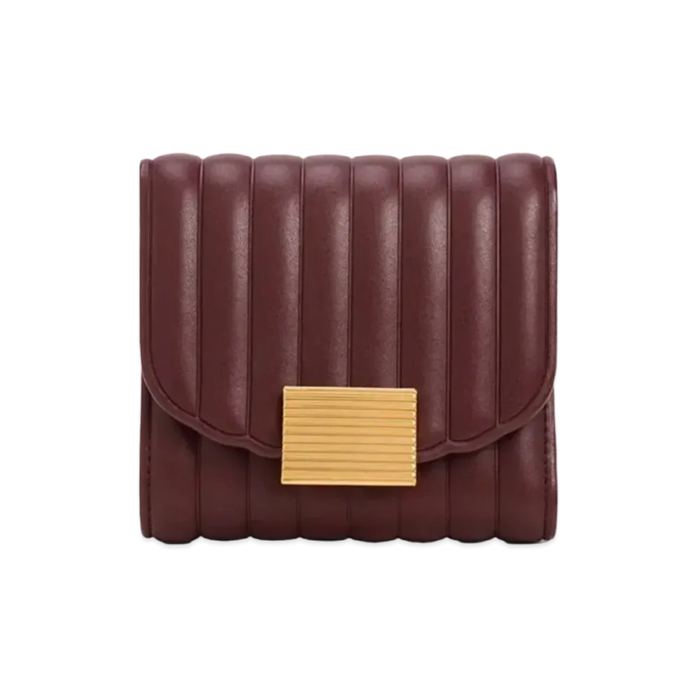 CHARLES & KEITH Astrid Panel Small Wallet "Burgundy"