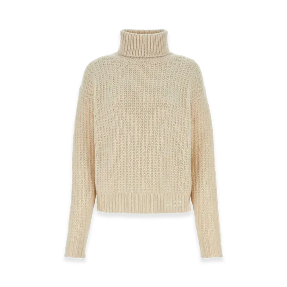 GUCCI Women's Silk and Cashmere Turtleneck Sweater "Beige"