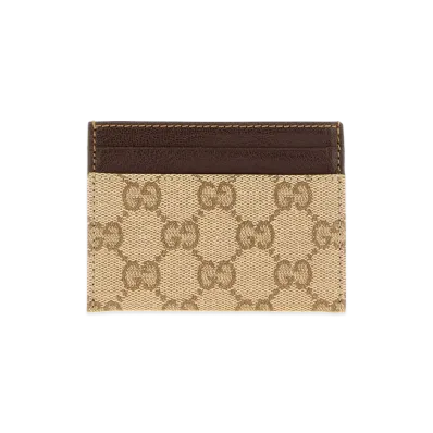 GUCCI GG Canvas Essence Classic Card Holder "Beige/Brown"