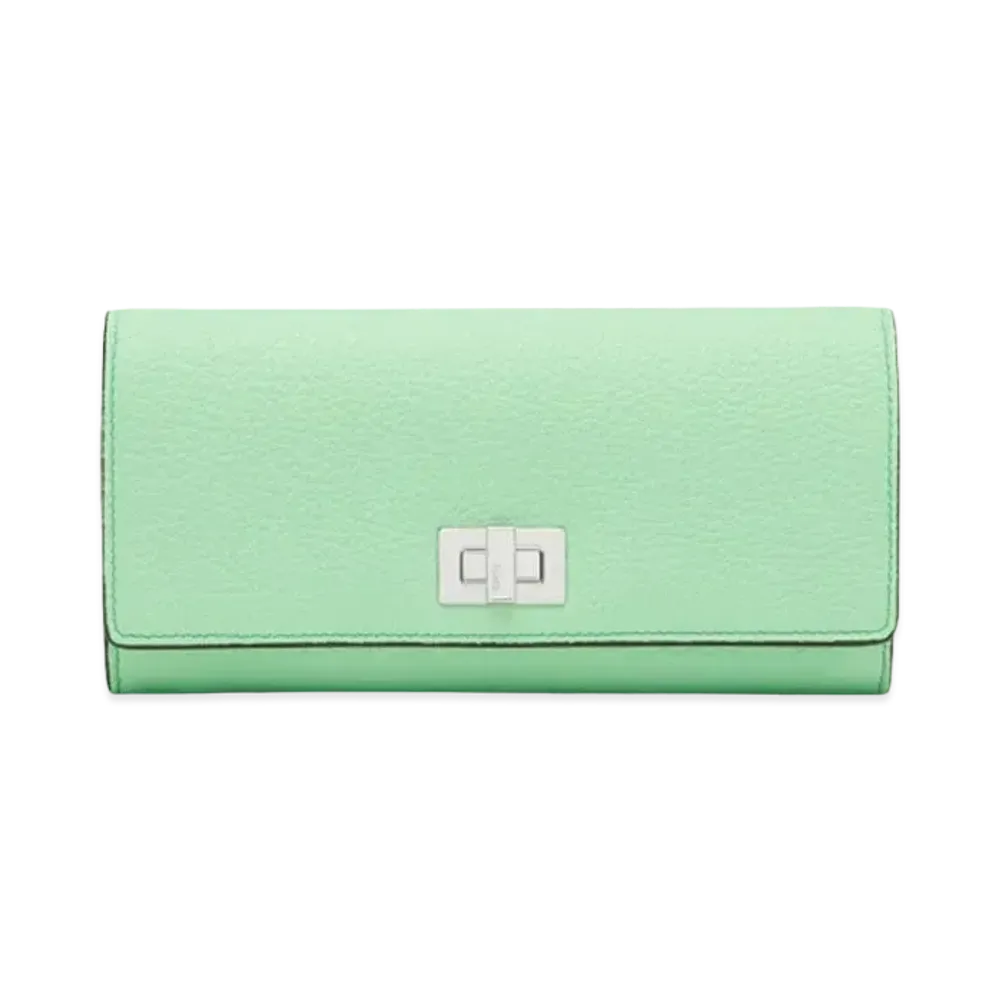 FENDI Peekaboo Continental Leather Wallet "Green/Light Green"