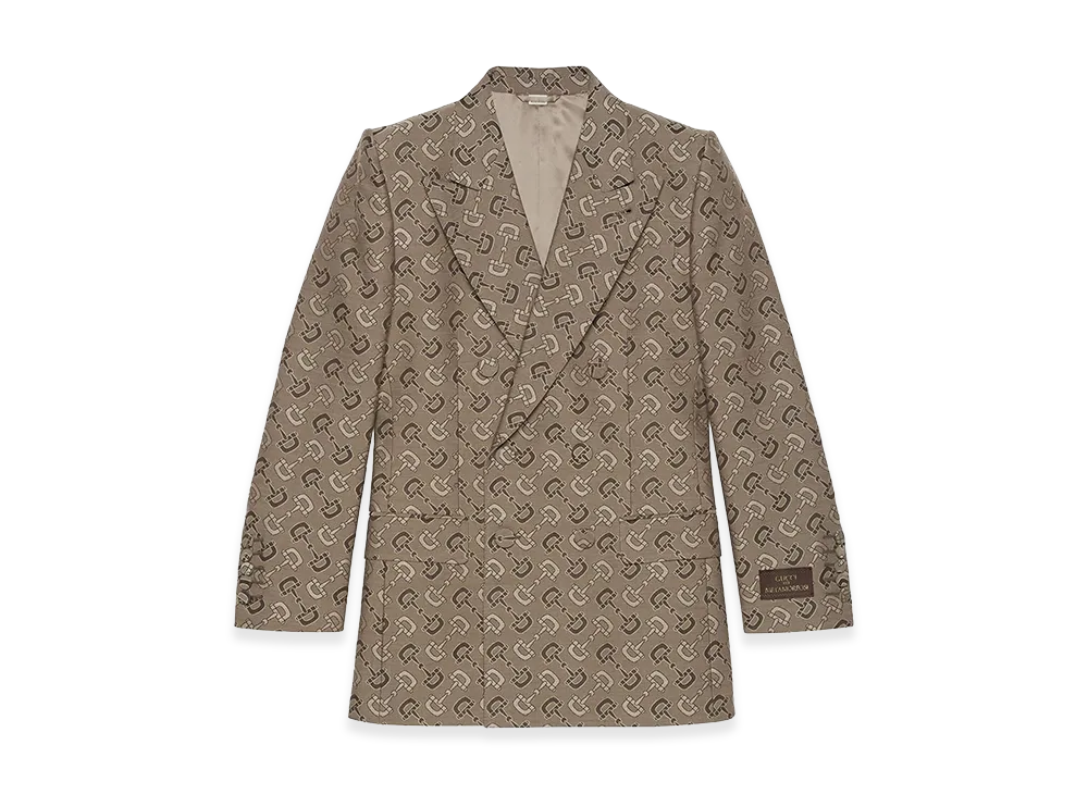 GUCCI Maxi Clamp Pattern Cotton Jacket "Brown"