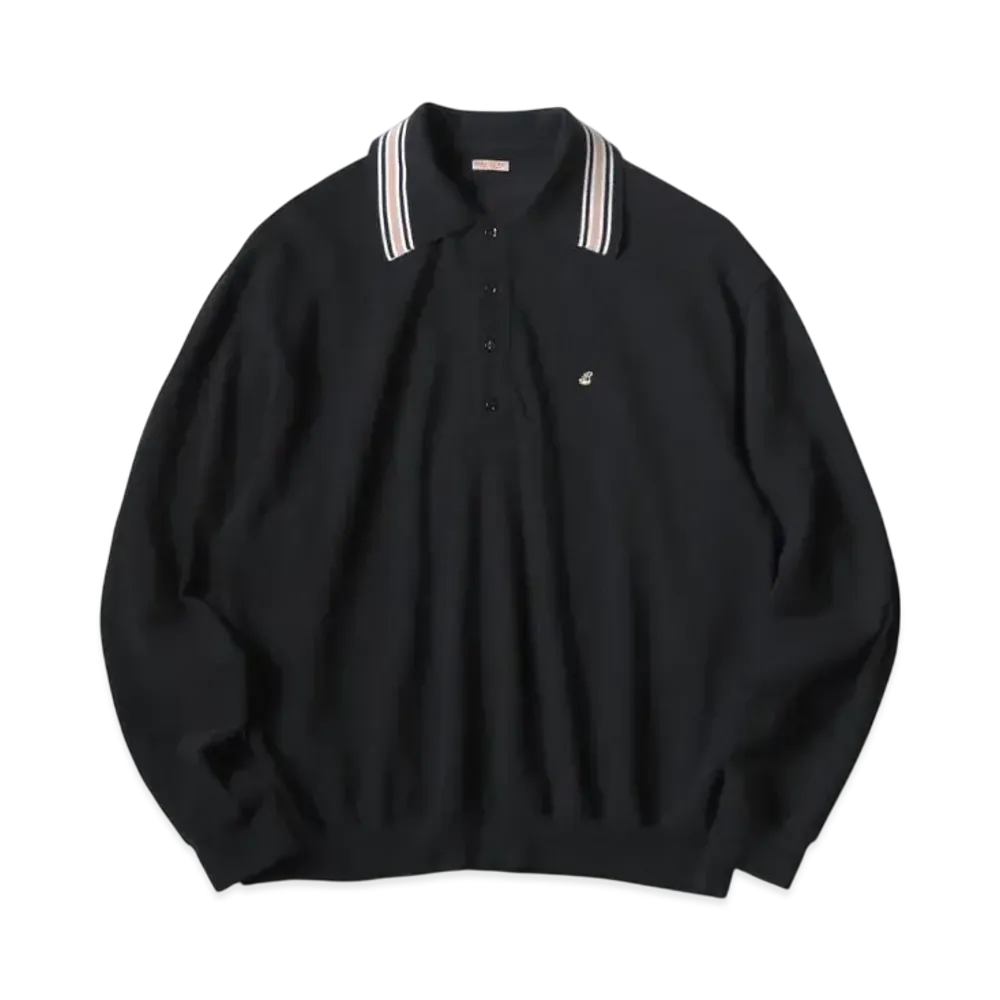 KAPITAL Pique Langle Color Retro Polo "Black"