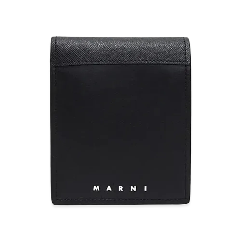 Marni Black Saffiano Calf Bi-Fold Wallet "Black"