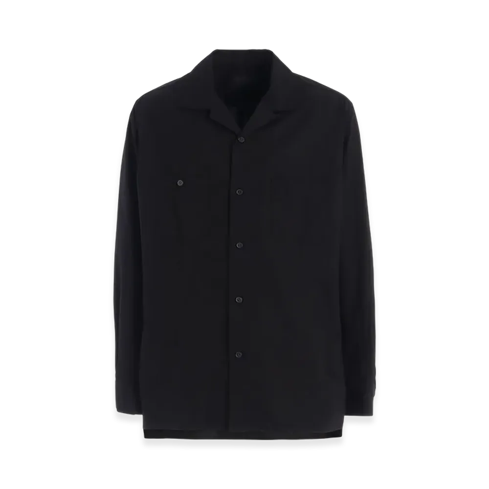S'YTE Cotton Broad Loose-Fit Open Collar Shirt "Black"