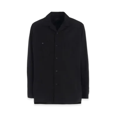 S'YTE Cotton Broad Loose-Fit Open Collar Shirt "Black"