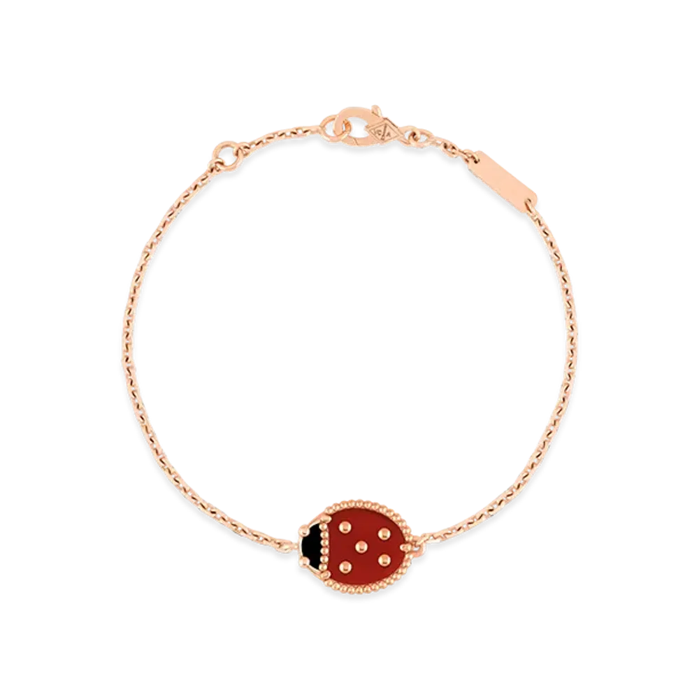 Van Cleef & Arpels Lucky Spring bracelet closed wing ladybug "18K Rose gold/Onyx/Carnelian"