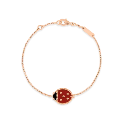 Van Cleef & Arpels Lucky Spring bracelet closed wing ladybug "18K Rose gold/Onyx/Carnelian"