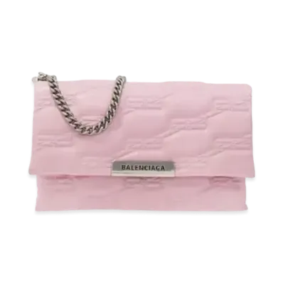 BALENCIAGA Lambskin Leather Shoulder Bag "Pink"