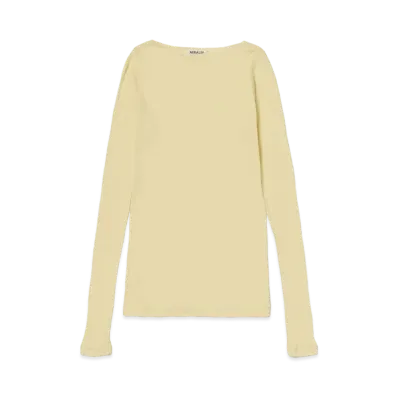 AURALEE High Gauge Sheer Rib Boat Neck L/S Tee "Yellow"