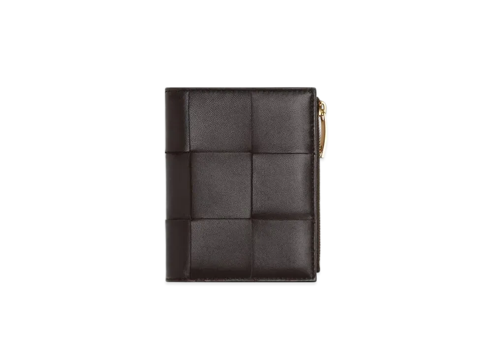 Bottega Veneta Small Bi-Fold Zip Wallet "Fondente"