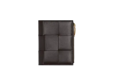 Bottega Veneta Small Bi-Fold Zip Wallet "Fondente"