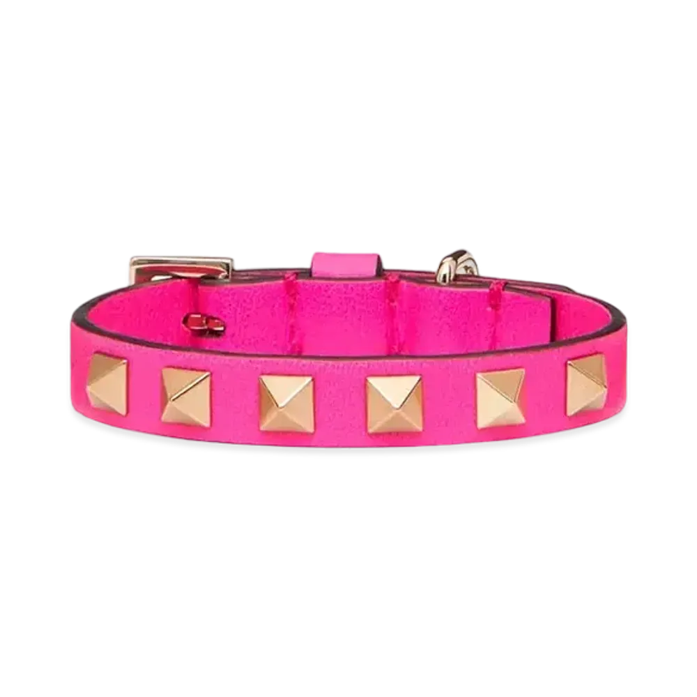 Valentino Rockstud Pet Collar 12mm "Fuchsia"