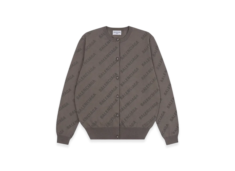 BALENCIAGA Women's Allover Logo Cropped Cardigan "Beige"