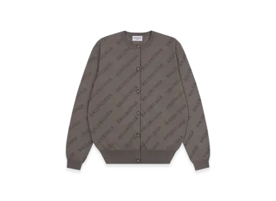 BALENCIAGA Women's Allover Logo Cropped Cardigan "Beige"