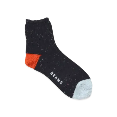 BEAMS Nep Quarter Socks "Navy"
