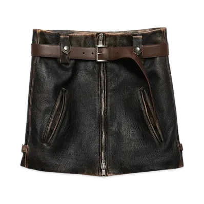 PRADA Women's Leather Miniskirt "Black"