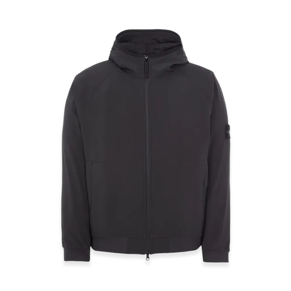 Stone Island 40927 Light Soft Shell-R E.Dye Technology Recycled Polyester Hooded Jacket - 23SS "Black"