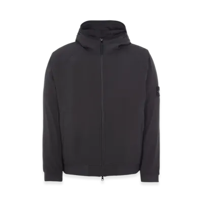 Stone Island 40927 Light Soft Shell-R E.Dye Technology Recycled Polyester Hooded Jacket - 23SS "Black"