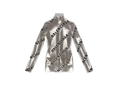 BALENCIAGA Allover Logo Embroide Dress "Silver"