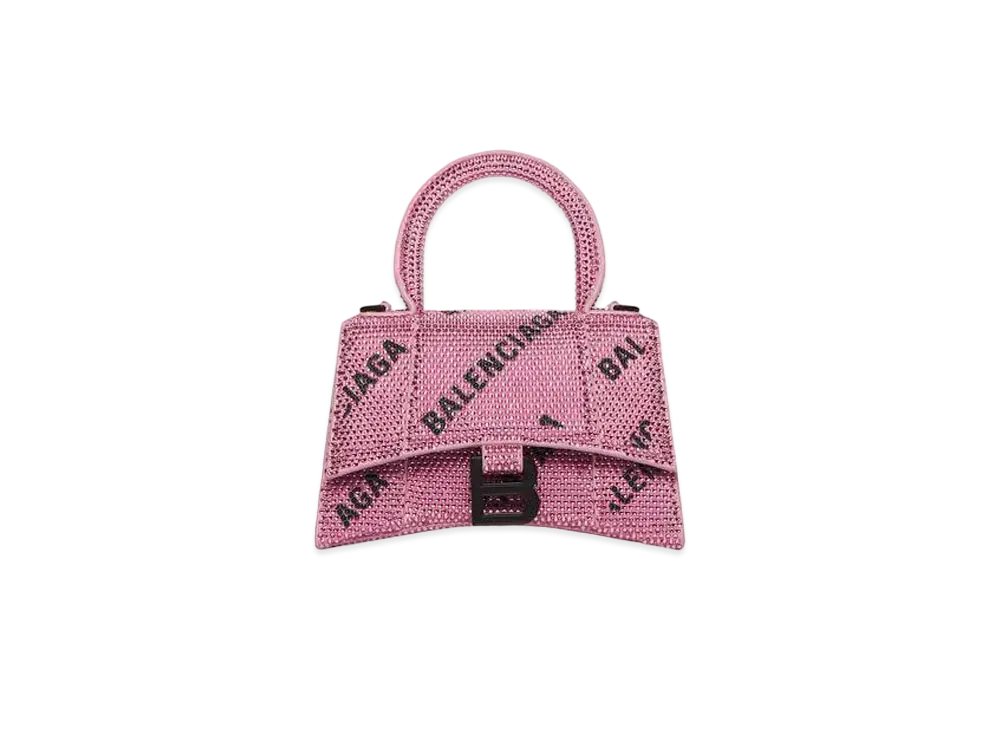 BALENCIAGA Hourglass XS Chain Bag All Over Logo Line Stone "Pink"