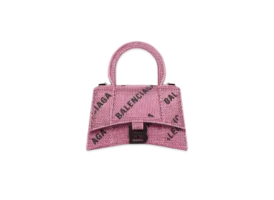 BALENCIAGA Hourglass XS Chain Bag All Over Logo Line Stone "Pink"