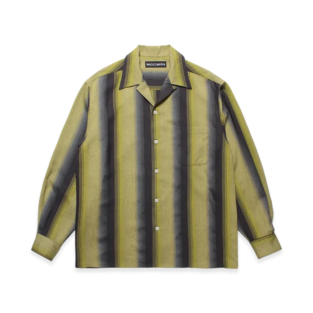WACKO MARIA Ombre Stripe Open Collar Shirt "Yellow"